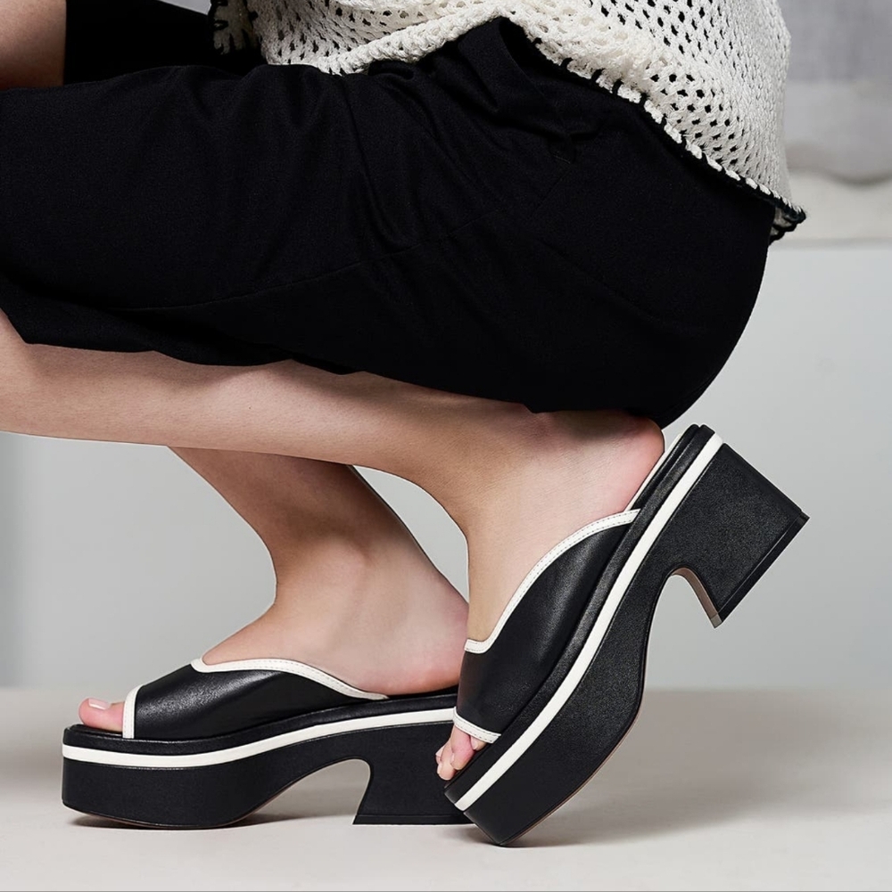 Sarto Franco Sarto Leather Platform Sile On Comfy Sandals - Picture 2 of 14